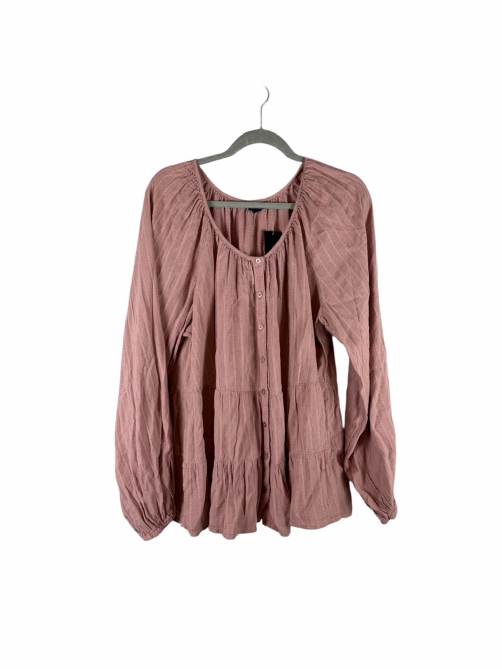 Torrid Tiered Button Babydoll Top Woodrose Pink Size 1 14-16 NWT